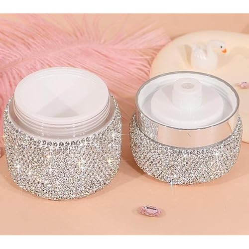 Luxury Bling 30ml Refillable Cream Empty Dispensing Bottle Portable Lotion Containers, Makeup Pot Bottle Pump Jar, Eye Cream Dispensing Box Set (Silver01)