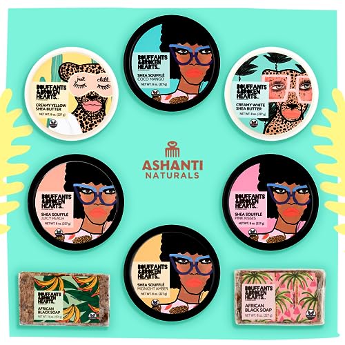 Ashanti Naturals Creamy Yellow Shea Butter Body Butter | Grade A, 100% Natural African Raw Shea Butter for Dry Skin, Face and Hair (8oz)