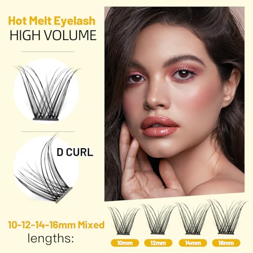 ¡æVAYATOR 4 Styles Wide Cluster D Curl 8-20mm Professional Makeup Individual Cluster Eyelashes Grafting Fake False Eyelashes Eyelash Extension Individual Eyelash (D#18mm)