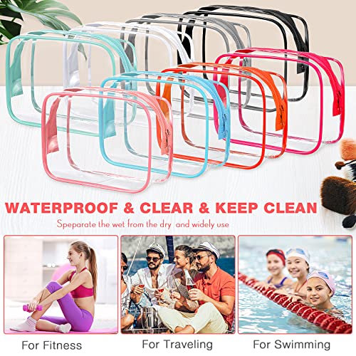 Reginary 16 Pack Clear Cosmetic Bag, Transparent Toiletry Bag Travel Pouch with Zipper Waterproof PVC Plastic Organizer Case for Women Men Traveling Vacation Organization Business Trip Home, 8 Colors