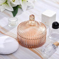 Tioncy 3 Pcs Extra Large Body Powder Puff and Container 5.43'' Glass Body Container with 5.12'' Powder Puff Glass Jar for Women's Talcum(Classic,Amber)