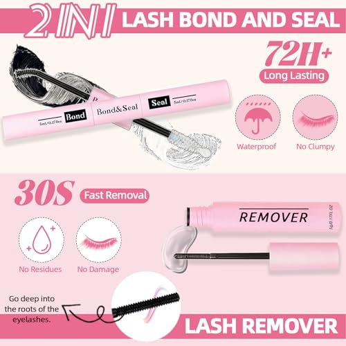 DIY Lash Extension Kit 340Pcs 9-18mm 30+40D Curl Lash with Lash Bond and Seal,Quick Glue Remover Lash Shampoo Cleansing Brush Headband Wristband Tweezers Eyelash Brush Mini Applicator
