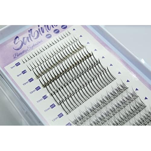 Saibinuo 240pcs Mixed Pack C Curl False Eyelash Extension Individual Lashes Lower Bottom Lash (5-6mm) Fairy Style A Shape (10-12mm) Fish Tail (9-11mm) Natural Clusters, 240 Count (Pack of 1).