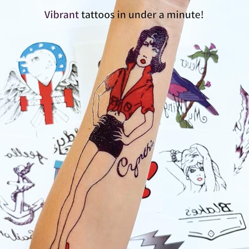 Retro Jazz Style Temporary Tattoo Set - 10 Piece Halloween Costume Accessories - Easy Halloween Costume Ideas
