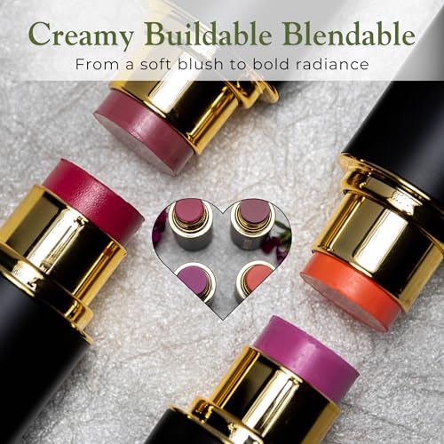 Cream Blush Stick by Phoenix Beauty ? 3-in-1 Cheek, Lip & Eye Color | High Pigment, Hydrating Formula with Shea Butter & Hyaluronic Acid | Multi-Use Makeup Stick for Dewy Skin (Wild Rose, Regular)