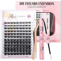 Riya Lash Clusters 12Rows 144Pcs with Strong Hold Bond Seal Lash Glue and Eyelash Extenisons Kit, and Applicator Clusters Lashes Kit 8-16MM D Curl Individual Lashes DIY at Home£¨02£©