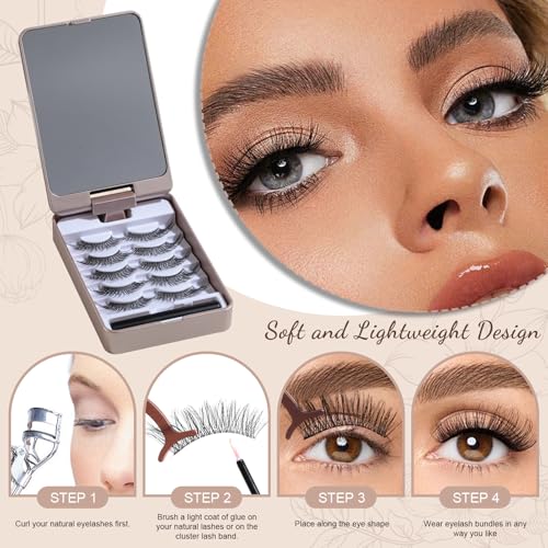 BS-MALL False Eyelashes ? Wispy Lashes 100% Handmade Natural Look, Reusable & Durable, Includes 5X Magnifying Mirror and Application Kit (Style03)