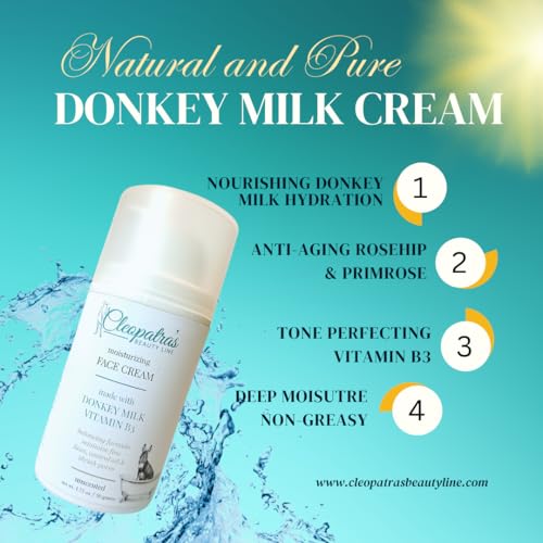 Cleopatra's Beauty Line Donkey Milk Face Cream All Natural Moisturizer with Niacinamide & Plant-Based Ingredients for Hydration & Nourishment