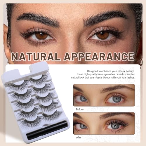BS-MALL False Eyelashes ? Wispy Lashes 100% Handmade Natural Look, Reusable & Durable, Includes 5X Magnifying Mirror and Application Kit (Style03)