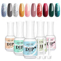 AZUREBEAUTY 10 Colors Dip Powder Starter Kit Red Green Dipping Powder System Essential Kit with 5pcs Dip Powder Gel Liquid Set, including Bond,Activator,Base,Top,Brush Saver 0.5oz