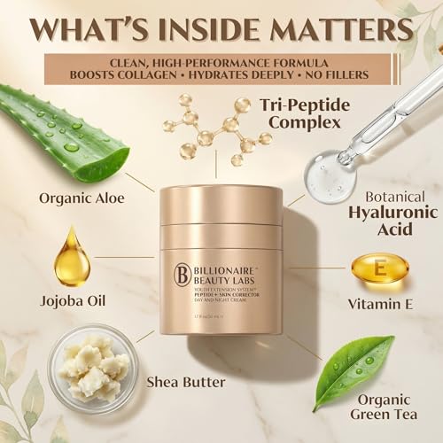 Peptide Face Cream for Women - Anti-Aging Wrinkle & Fine Lines Collagen Booster Night Cream - Firming Face Moisturizer for Aging Skin w Hyaluronic Acid - Fragrance Free & Smoothing - 1.7 fl oz