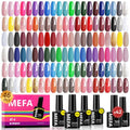 MEFA 47 PCS Gel Nail Polish Kit, 42 Colors Collection Pink Purple Colorful Gel Polish Set with 5 Pcs Base and Glossy/Matte/Glitter Top Coat DIY Manicure Art at Home Gifts for Women