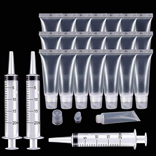 Rolybag 22 Packs Empty Lip Gloss Tubes Containers(10ml),Travel empty bottle,Refillable Soft Cosmetic Squeeze Tubes For Women & Girls DIY Lip Gloss Cosmetics