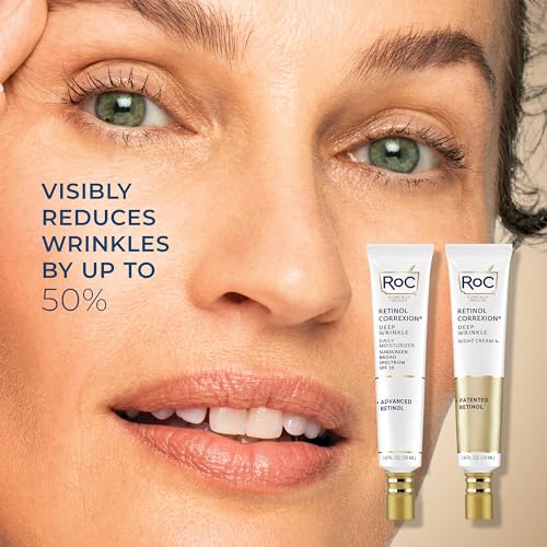 RoC Retinol Correxion Deep Wrinkle Facial Moisturizer Skin Care Bundle: Retinol Correxion Deep Wrinkle Night Cream + Deep Wrinkle Day Cream with SPF 30