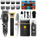 Hair Clippers for Men with LED Display, Beard Trimmer Set, 5-Piece Professional Grooming Kit Includes Hair Clipper, Beard Shaver, Nose Trimmer, Detail Trimmer & Foot Grinder for Home Use
