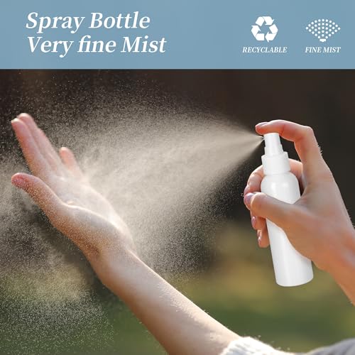 36 Pack White Small Spray Bottles 4 oz/120 ml Plastic Spray Bottles, Fine Mist Empty Small Travel Spray Bottle, Refillable Mini Sprayer Empty Bottle Bulk with Funnels and Labels