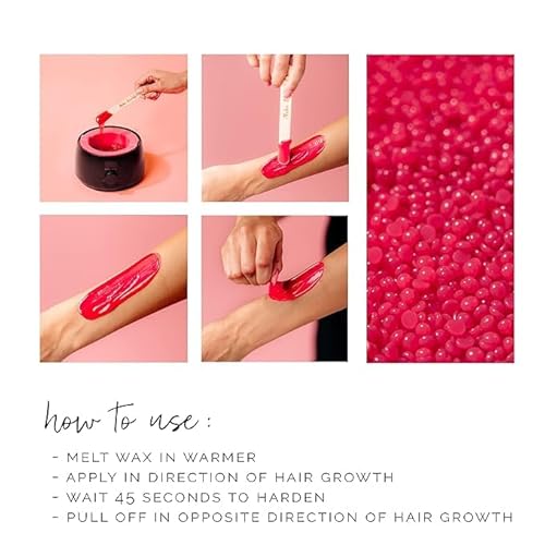 KoluaWax Hard Wax Beads for Hair Removal ? Coarse Hair Formula ? Face, Brazilian, Underarm, Back Chest, Bikini Waxing ? Dragon Fruit & Hibiscus, 1lb Refill for Wax Warmers & 10 Applicator Sticks