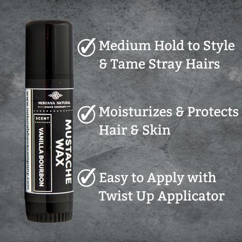 MNSC Vanilla Bourbon Mustache Wax - Medium Hold Balm - All-Natural Beeswax and Plant-Based Oils, Petroleum-Free, Hypoallergenic Ingredients, Handmade in USA