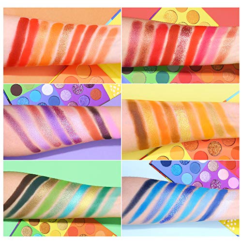UCANBE 54 Colors Splashy Candies Eyeshadow Palette, Highly Pigmented Matte Shimmer Soft Creamy Glitter Rainbow Bright Powder Eye Shadow Blendable Waterproof Long Lasting Makeup Pallet¡¦
