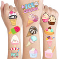 96PCS Ice Cream Pre-Cut Temporary Tattoos for Kids - Summer Birthday Party Supplies, Fun Tattoos for Boys & Girls, Party Favors, Classroom Prizes, Themed Gifts