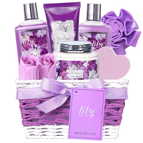 Mothers Day Gifts for Women - 9 Pcs Lavender Bath and Body Gift Basket Set for Women, Gift Baskets | Christmas, Birthday, Valentines Day Gift for Her, Perfect Gift for Mom All Occasion Gifts for Her