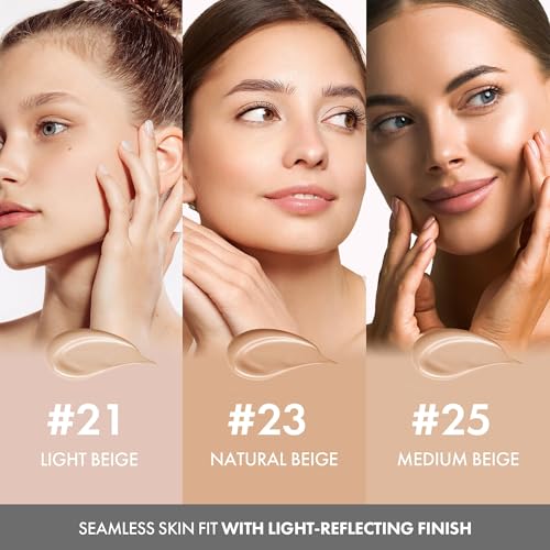 Blending Cushion 4-in-1 Korean Cushion Foundation with Italian Caviar, Collagen & Hyaluronic Acid - 12HR Long Lasting, Hydrating & Age-Defying Makeup Concealer 0.44 oz (#21 Light Beige)