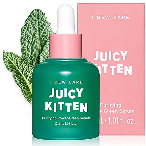 I Dew Care Hydrocolloid Acne Pimple Patch - Timeout Blemish Happy Paws | 36 Count (14mm) + Face Serum - Juicy Kitten | Purifying Power-Green Korean Skincare with Niacinamide, 1.01 Fl Oz Bundle