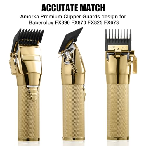 8 Pack Premium Clipper Guards Fit for BaBylissPRO Barberology FX870, FX890, FX825, and FX673 Clippers, Replacement Guards with Metal Clip - From 1/16-3/4 inch Snap on Comb Set for Babyliss Clippers
