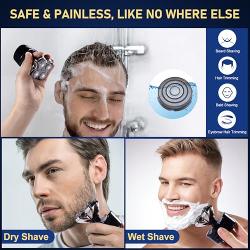 4pcs Shaver Replacement Blades for Skull Shaver Pitbull Boron PRO,Triple-ring Shaver Replacement Heads Compatible with Skull Shaver Pitbull Gold/Silver/Platinum/Diamond Pro Shaver and Palm Shaver