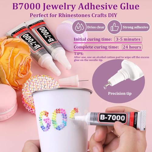 20000Pcs Resin Jelly Rhinestones for Bedazzling, 4mm Mixed-Color Flatback Gems for Diamond Art, Bedazzler Kit with 3Pcs 10ml B7000 Jewelry Glue for Crafting Crafts Book Shoes Nail Art