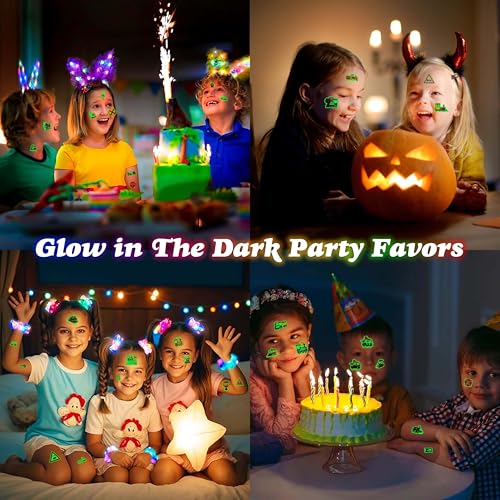 Neon Luminous Glow in the Dark Train Temporary Tattoos Stickers for Kids Boys Girls ? Glow Birthday Party Decorations Supplies Party Favors Night Gifts Classroom Rewards Prizes (Train)