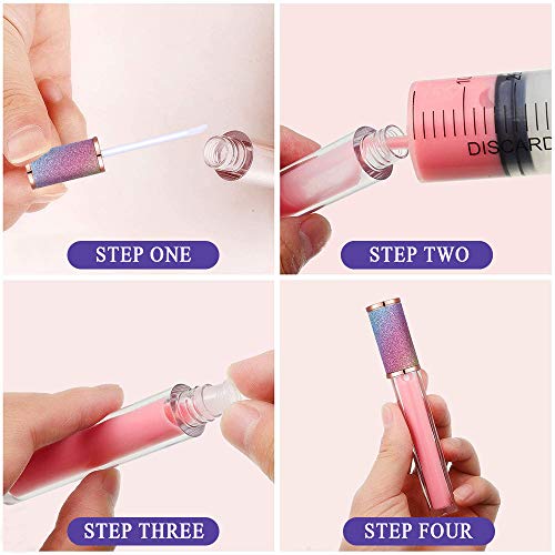 AMORIX 25 Pack Diamond Lip Gloss Tubes with Wand 5ml Empty Rhinestone Lip Gloss Containers Cute Lipgloss Bottles Crystal Lip Gloss Supplies Kit + 2pcs Syringes + Labels for DIY Lip Gloss Base