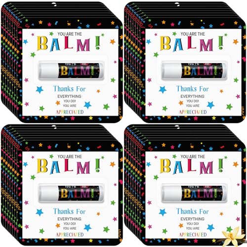 60 Pack Employee Appreciation Gifts Bulk Lip Balms Teacher Staff Team Thank You Gifts You're the Balm Fall Thanksgiving Christmas Appreciation Party Favors for Coworkers Women Men Volunteer