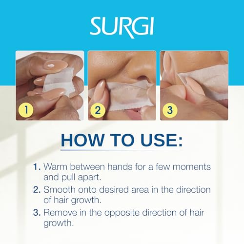 Surgiwax Facial Wax Strips - Mess-Free Facial Hair Removal for Women, Face Wax Strips, At-Home Waxing Kit, Assorted Sizes