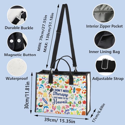 WZMPA Hawaii Vacation Travel Bag - Hawaiian Gifts I Don't Need Therapy I Just Need To Go Makeup Zipper Pouch Bag Trip Merchandise