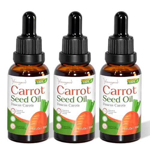 3 PCS Carrot Seed Oil for Hair & Skin Care, 100% Pure Natural Carrot Carrier Oil, Daucus Carota Essential Moisturizer for Face and Lip Care, Scalp & Body Massage