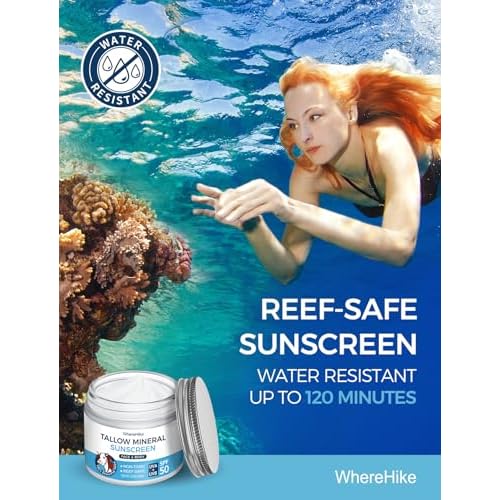 Organic Beef Tallow Sunscreen-SPF 50 with Zinc Oxide,Non-Toxic 2-in-1 Moisturizer & Mineral Sunblock | Reef Safe, Chemical-Free,Lightweight, Clean Formula for Sensitive Skin Natural Sunscreen.