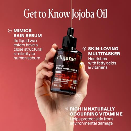 Cliganic Jojoba Oil Non-GMO, Bulk | 100% Pure for Skin, Hair & Face, Cold Pressed Natural Hexane Free - Hair Relaxer (32 oz)