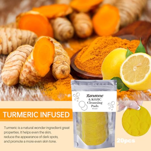 Turmeric Wash and Care 4 Piece Set, Turmeric Face Wash with Brush, Gentle Cleansing Moisturizing Skincare Set for Face Soap Bar | Mousse Cleanser | Essential Oil | Cleansing Pads