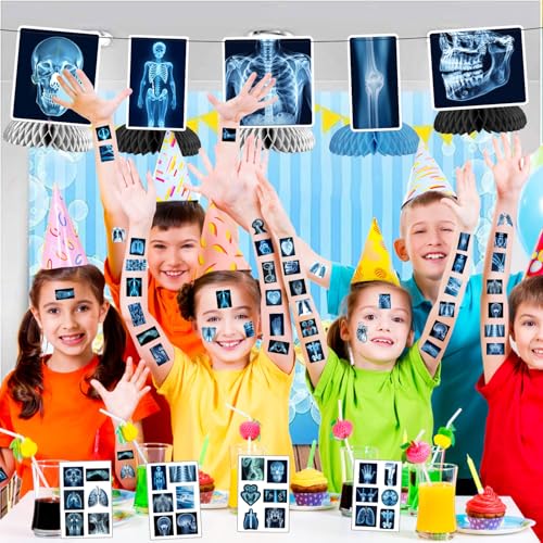 144PCS Radiology X Ray Temporary Tattoos Stickers Radiology Themed Party Favors Supplies Birthday Party Decorations