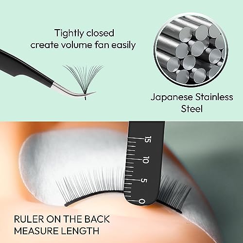 Eyesy Lash Ultimate Volume Lash Tweezer | Professional Volume False Lash Application Tool | Multi Shapes & Purposes Tweezers | Non-Slip Grip Tweezers (Black)