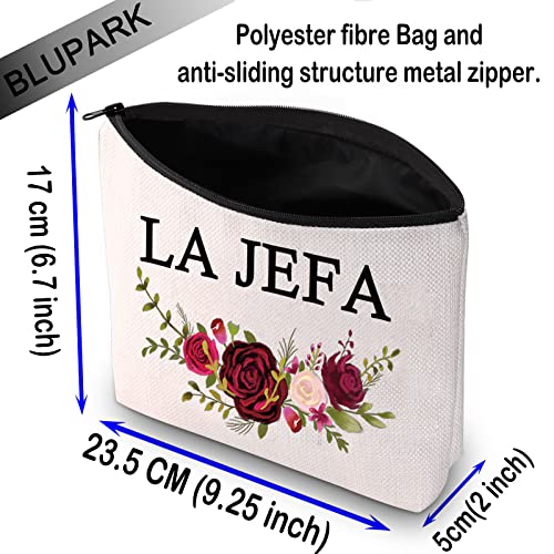 BLUPARK Boss Lady Gift La Jefa Makeup Bag Mexicana Gift Latina Boss Cosmetic Bag for Girl Boss (LA JEFA)