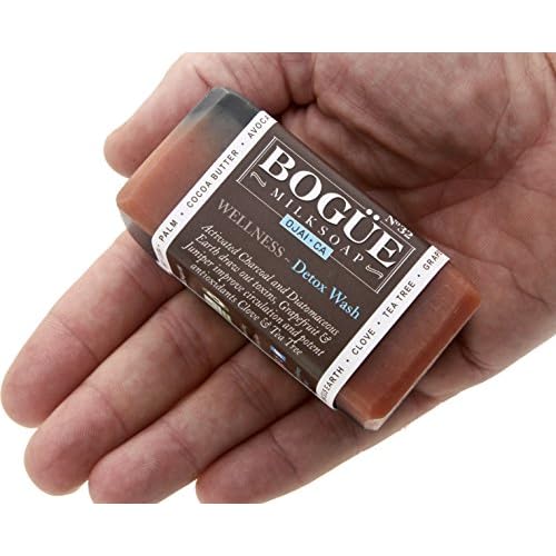 Handmade Goat Milk Soap set of two bars- BOGUE WELLNESS No.32 Detox Blend with Activated Charcoal & Diatomaceous Earth to detox, potent antioxidant Essential Oils help improve circulation