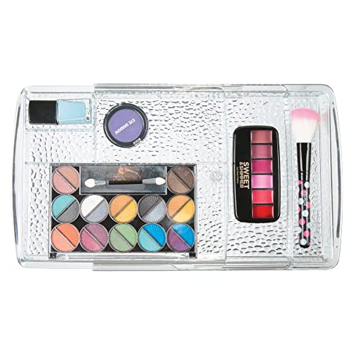mDesign Expandable Makeup Organizer for Bathroom Drawers, Vanities, Countertops: Organize Makeup Brushes, Eyeshadow Palettes, Lipstick, Lip Gloss, Blush, Concealer - Adjustable Width, 2 Pack - Clear