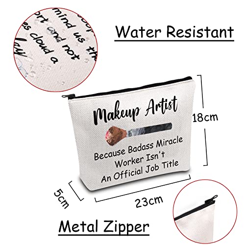 JXGZSO Makeup Artist Gift Because Badass Miracle Worker Isn't An Official Job Title Beautician Makeup Bag Gift For Esthetician Cosmetologist