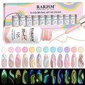 RARJSM Glow in The Dark Nail Art Gel Liner 12 Soft Pastel Colors Neon Green Blue Purple Pink Painting Luminous Polish Set UV LED Curing Requires Thin Brush for Swirl Nails Design