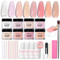 AZUREBEAUTY Dip Powder Nail Kit, Jelly Translucent Milky White Sheer Pink Nude Neutral Clear 8 Colors, Dipping Powder Liquid Set Added Matte Top Coat with Nail Sticks French Nail Art Manicure Salon