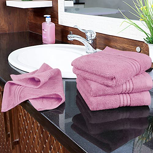 Utopia Towels Wash Cloths Set, 12 by 12 Inches, 100% Cotton Ring Spun, Highly Absorbent and Soft Feel Washcloths for Bathroom, Spa, Gym, and Face, 12 Pack Pink