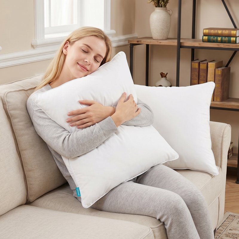Cotton Throw Pillow Inserts 2 Pack - Hypoallergenic Fluffy Cushion Support