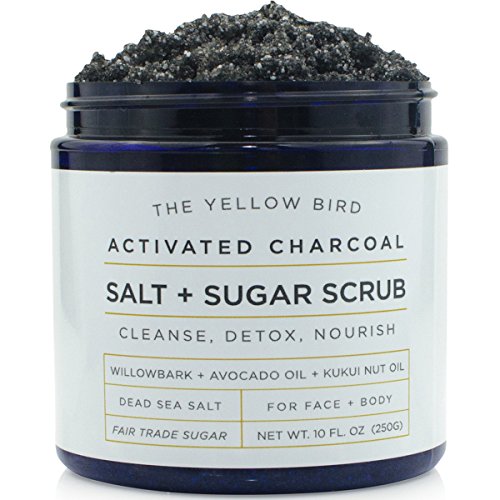 Activated Charcoal Face & Body Scrub ? Natural Deep Cleansing Exfoliator for Smooth, Soft Skin ? Gentle Salt & Sugar Scrub for Armpit & Foot Detox ? For Men & Women ? Made in USA
